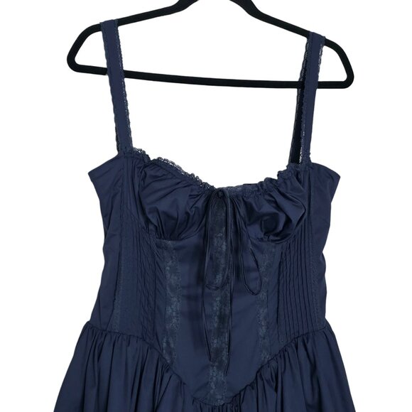 House of CB Pietra French Navy Blue Corset Sweetheart Lace Trim Mini Dress XL - Picture 5 of 11